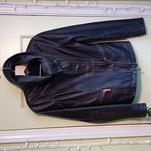 Women's Vince XS cowl neck zip & button 100% leather jacket